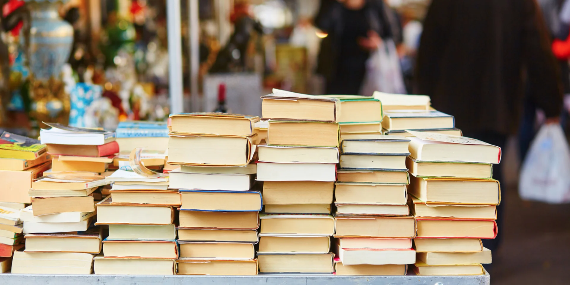 Old books on a Parisian flea market