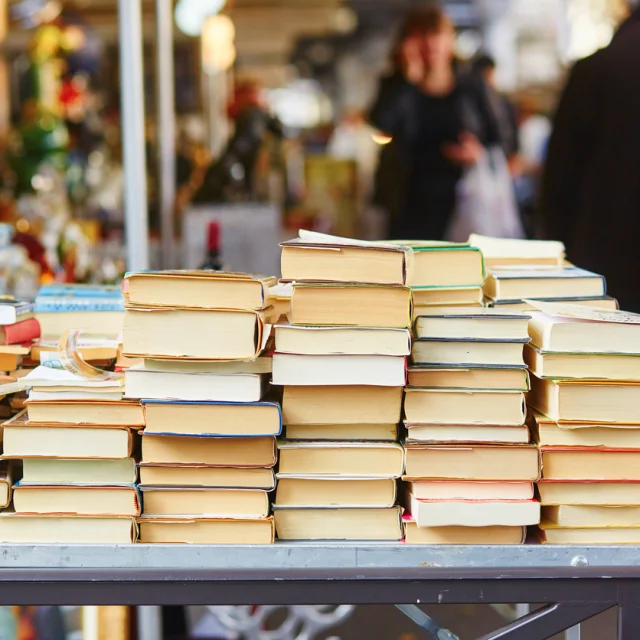 Old books on a Parisian flea market