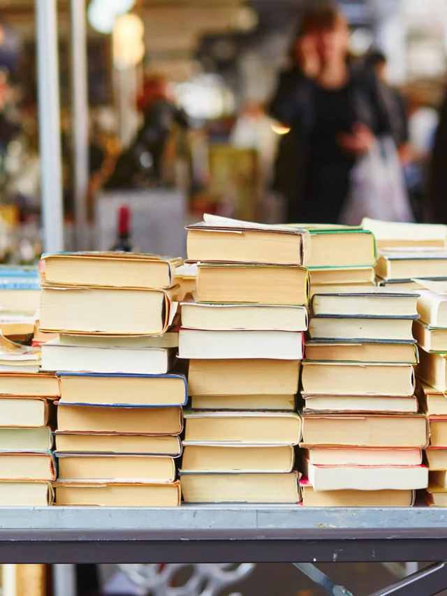 Old books on a Parisian flea market