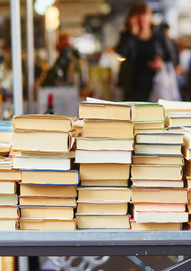 Old books on a Parisian flea market