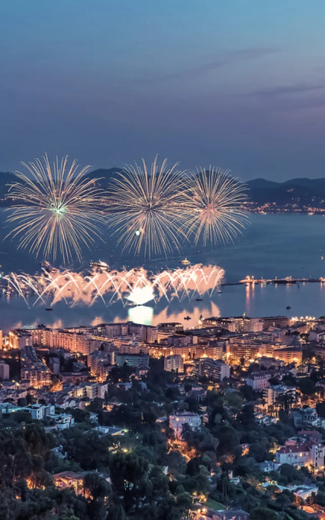 Firework in the city of Cannes in summer