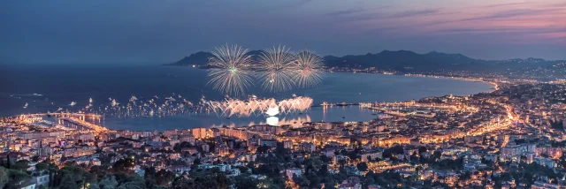 Firework in the city of Cannes in summer