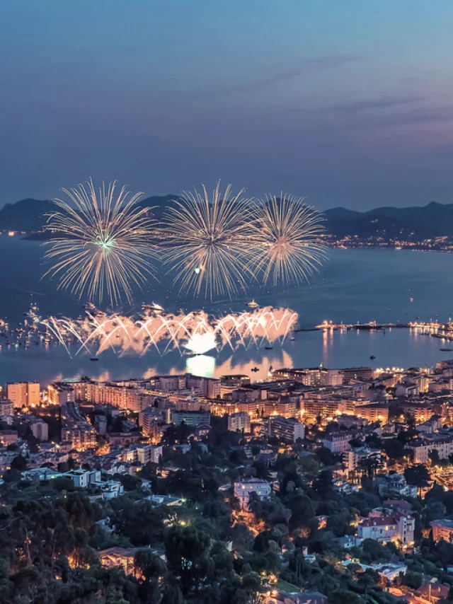 Firework in the city of Cannes in summer